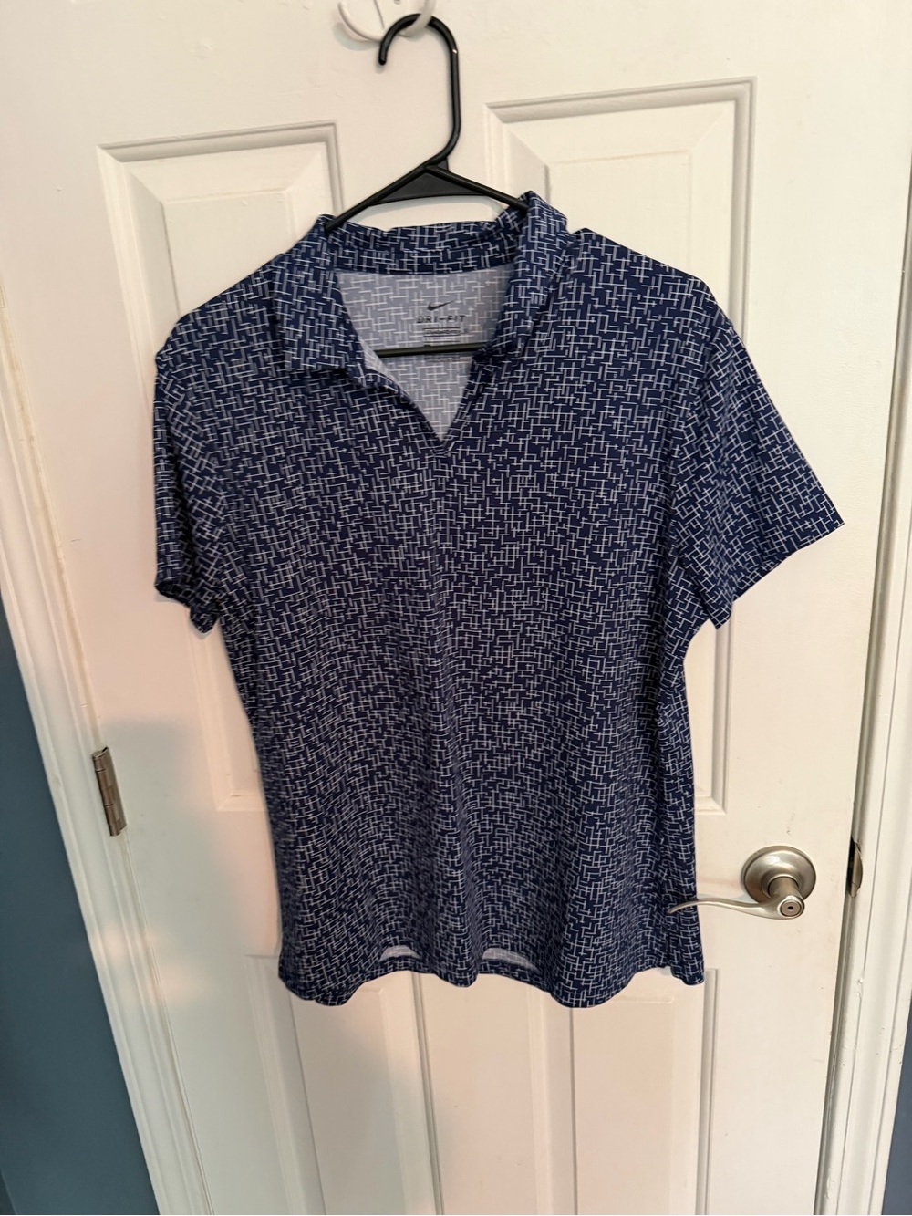 Women’s Navy Geometric Golf Polo